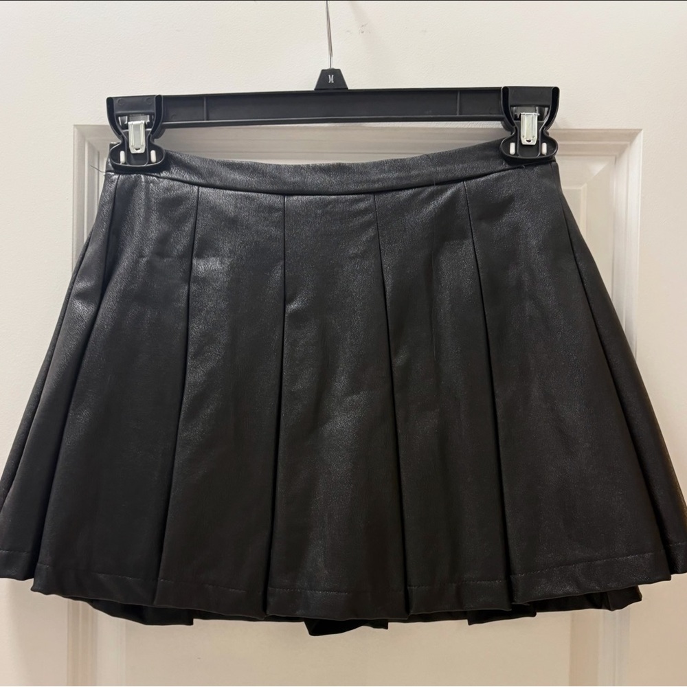 Amanda Uprichard Shiny Black Mini Skort